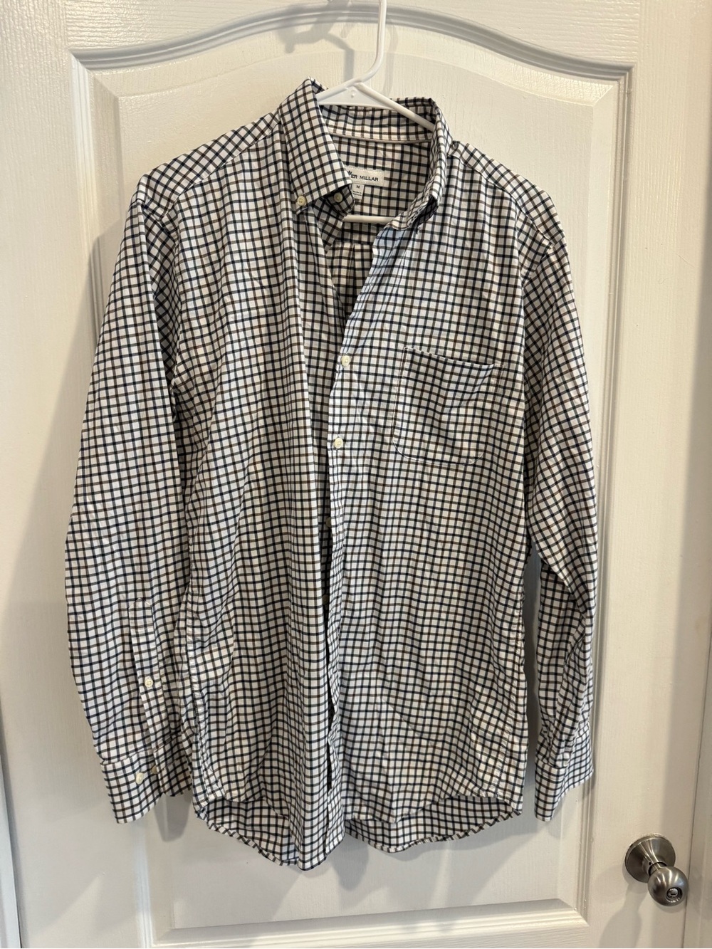 Peter Millar Black & White Windowpane Button-Down Shirt